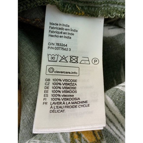 Women’s H&M Island Tropical Sun Dress Size 2 Green 5365 Volcano Palm Tree Midi - Picture 9 of 9